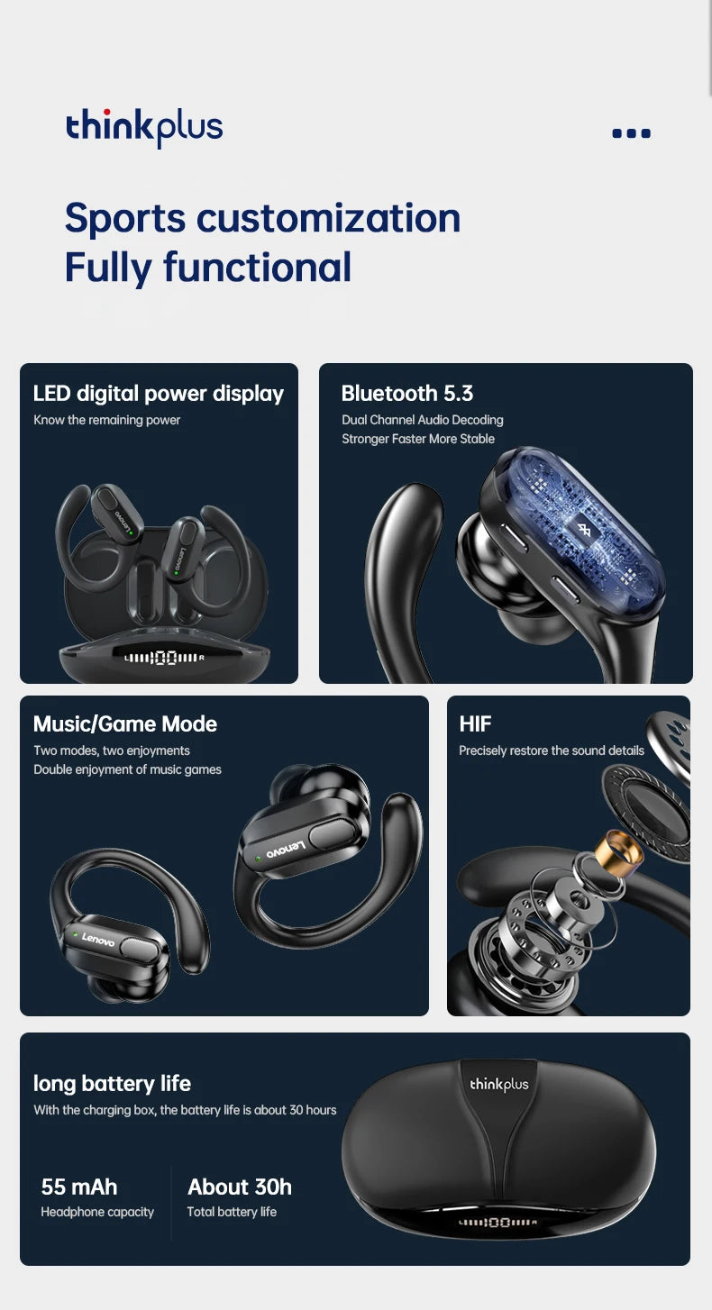 Lenovo XT80 Sports Wireless Earphones with LED Display ATHLEXES