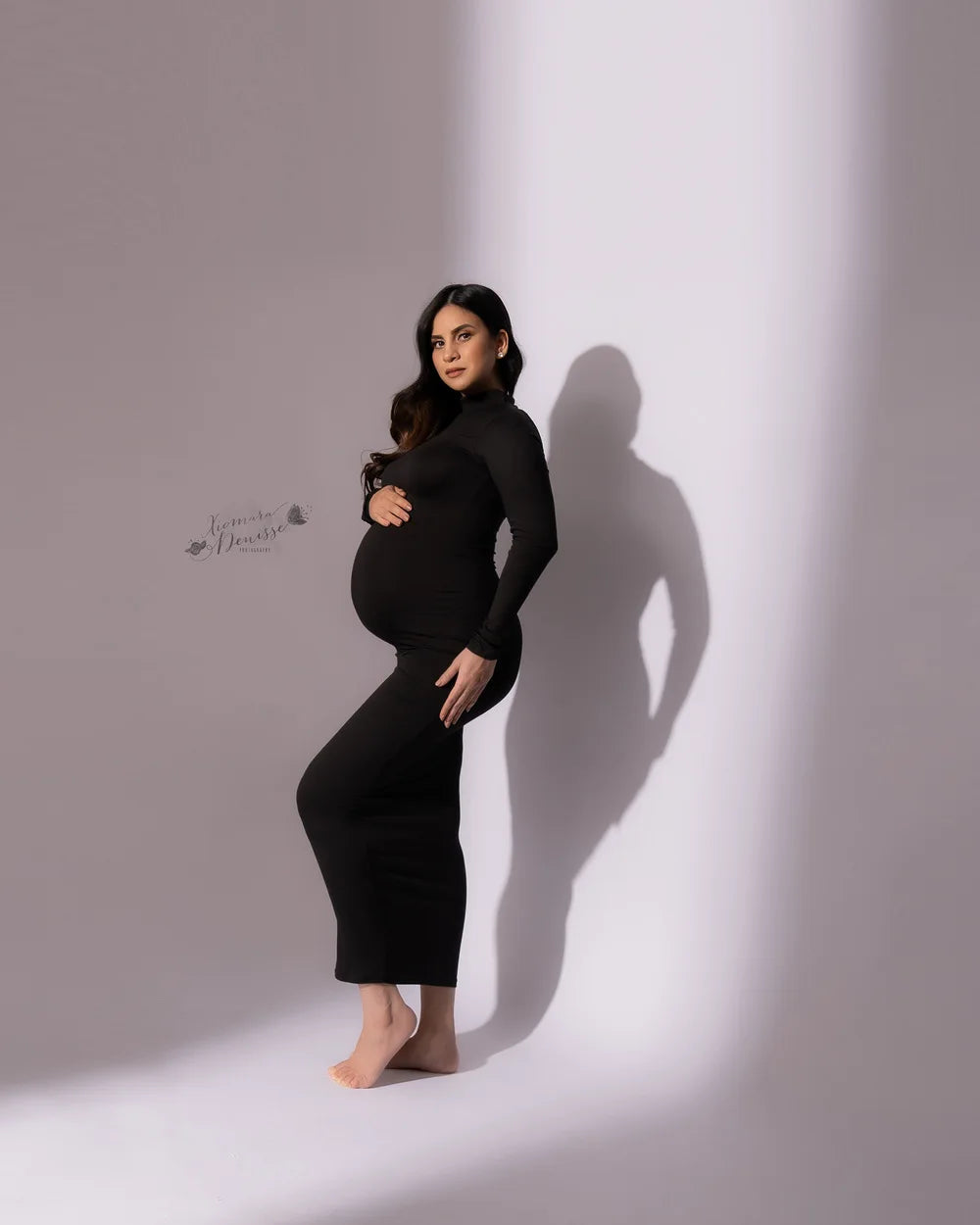 Elegant High-Neck Slim-Fit Maternity Dress ATHLEXES
