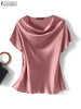 ZANZEA Women's Elegant Satin Summer Blouse ATHLEXES