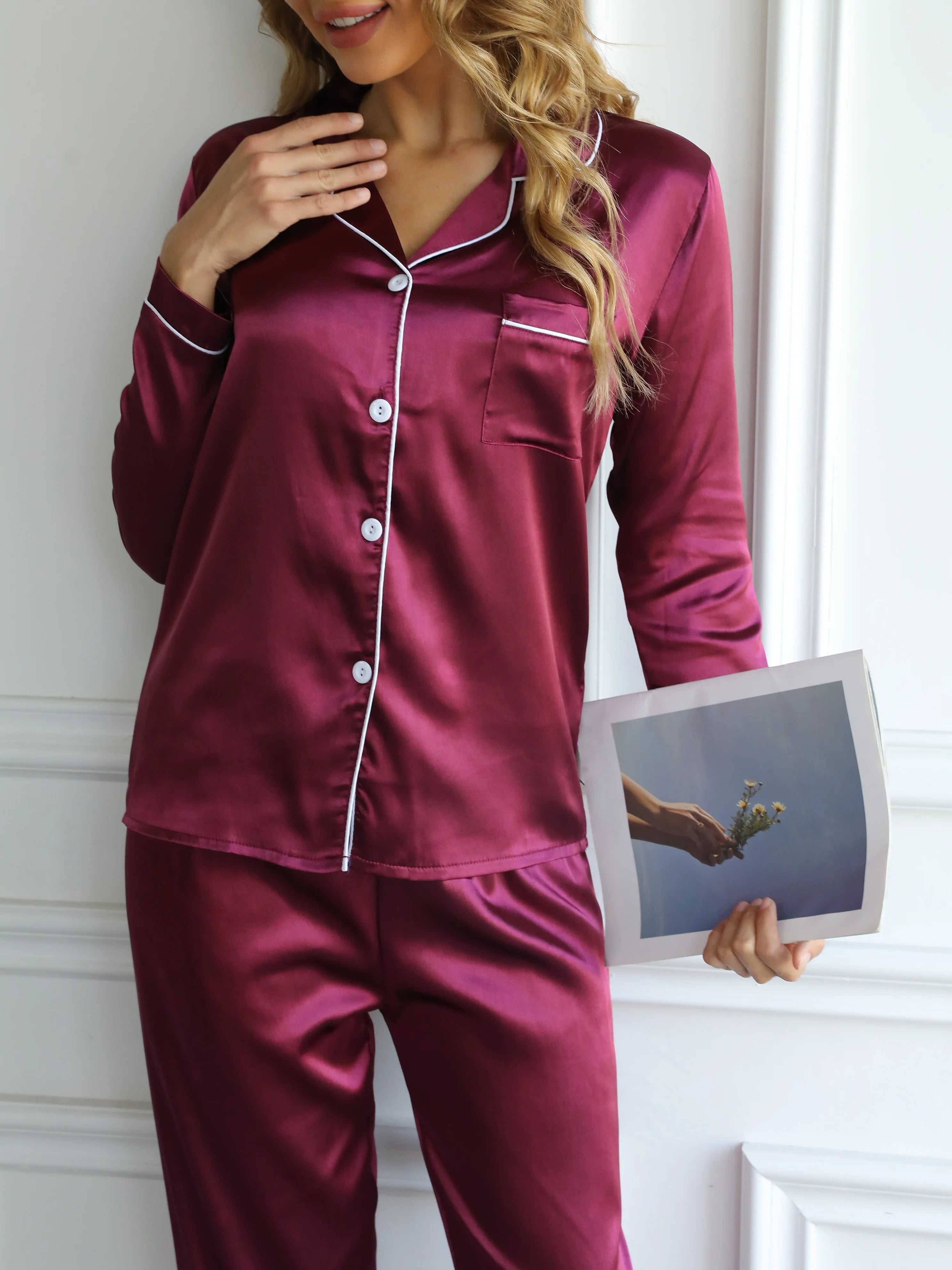 Solid Long Sleeve Pajama Set ATHLEXES