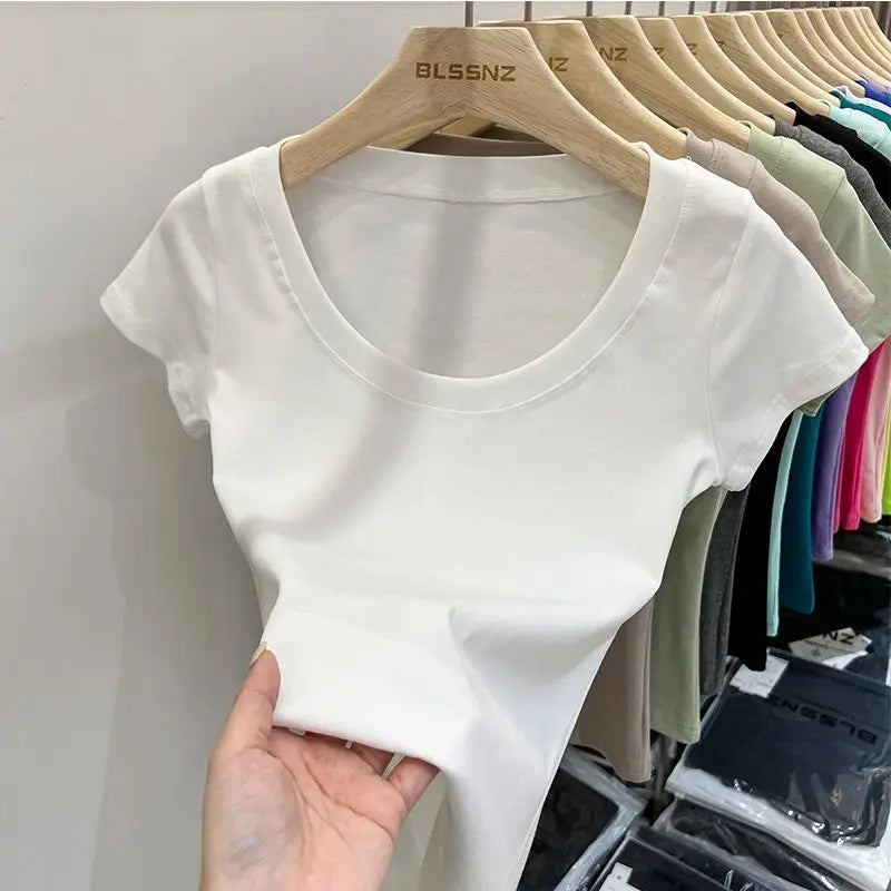 Cotton U-Neck Slimming Summer Tee for Women ATHLEXES
