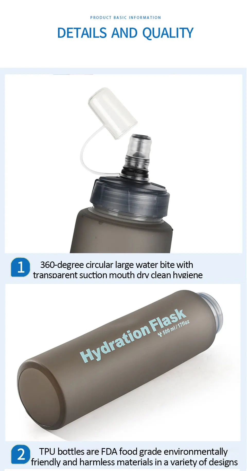 HydraFlex 500ML Folding Sports Water Bottle ATHLEXES