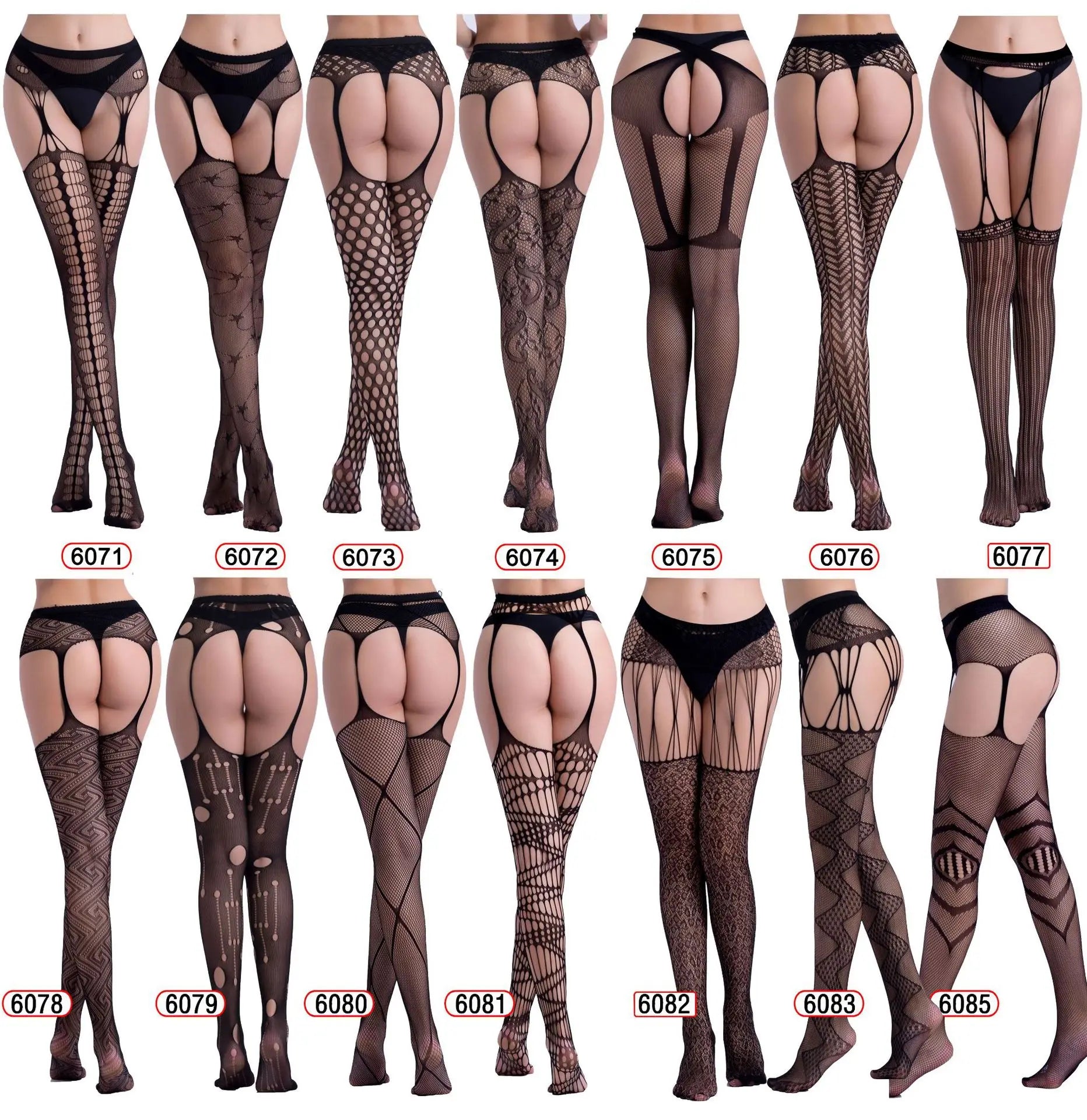 Seductive Fishnet Crotchless Pantyhose with Suspenders ATHLEXES