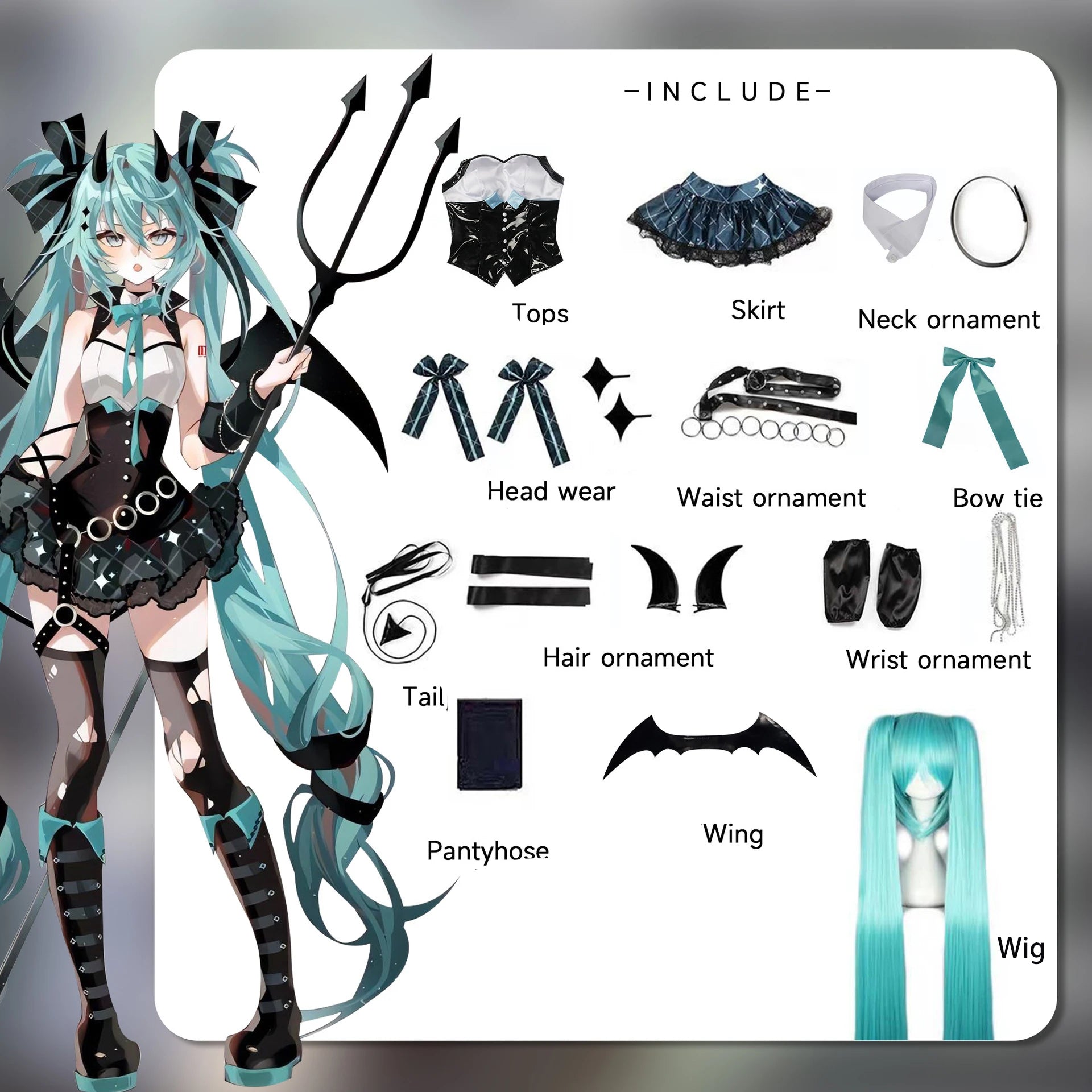 Demon Miku Devil Cosplay Costume & Accessories Set ATHLEXES