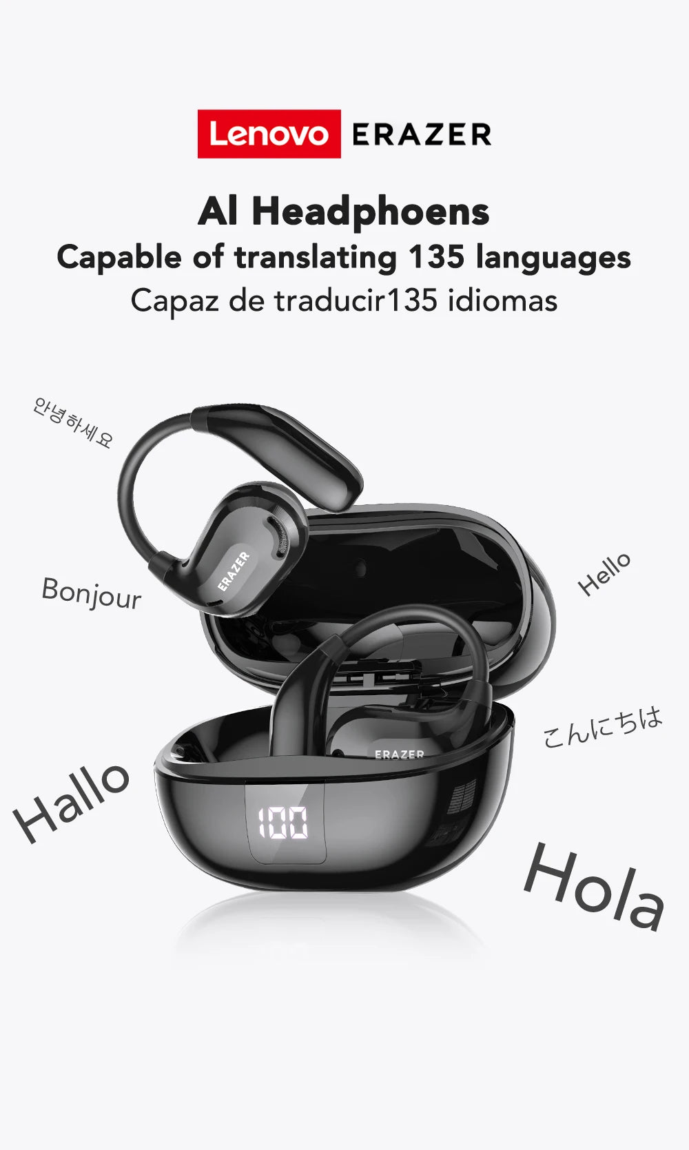 ERAZER XT66PRO Wireless ASMR Earbuds with AI Translator ATHLEXES