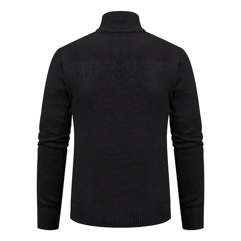 Velvet Warmth High Collar Cardigan for Men - Winter Knitwear ATHLEXES
