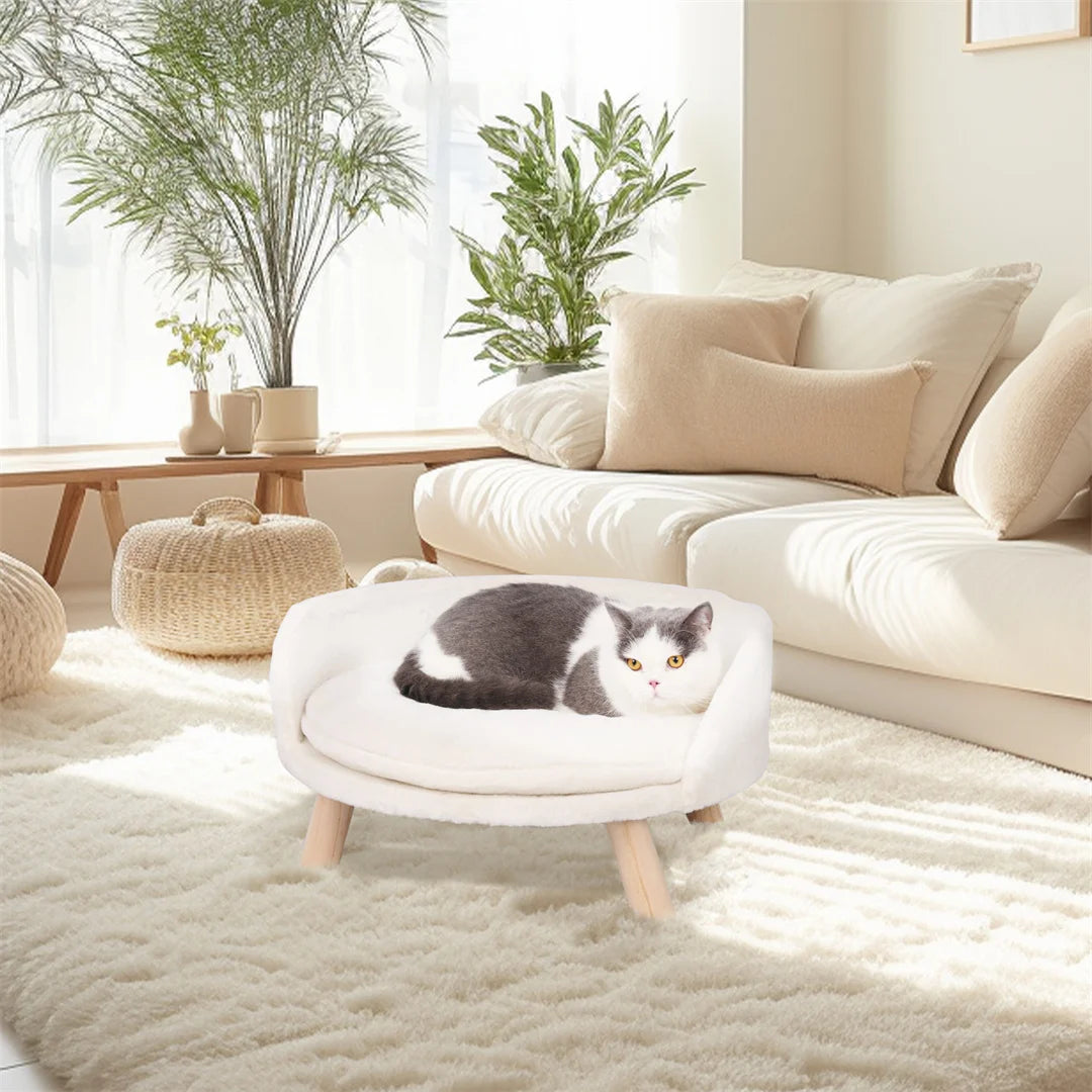 PlushNest Luxury Cat Bed with Waterproof Cushion and Stylish Wood Legs ATHLEXES