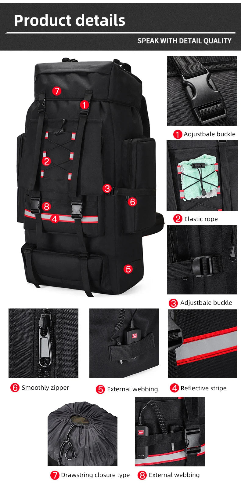 130L Adventure Ready Trekking Backpack for Men ATHLEXES