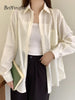 Beiyingni 2024 Spring Autumn Women's Oversized Blouse with Pockets ATHLEXES