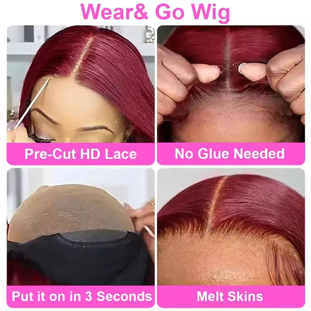 Burgundy Elegance Glueless Bob Wig 13x4 ATHLEXES