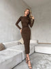 Velvet Elegance Slim Fit Long Sleeve Dress ATHLEXES