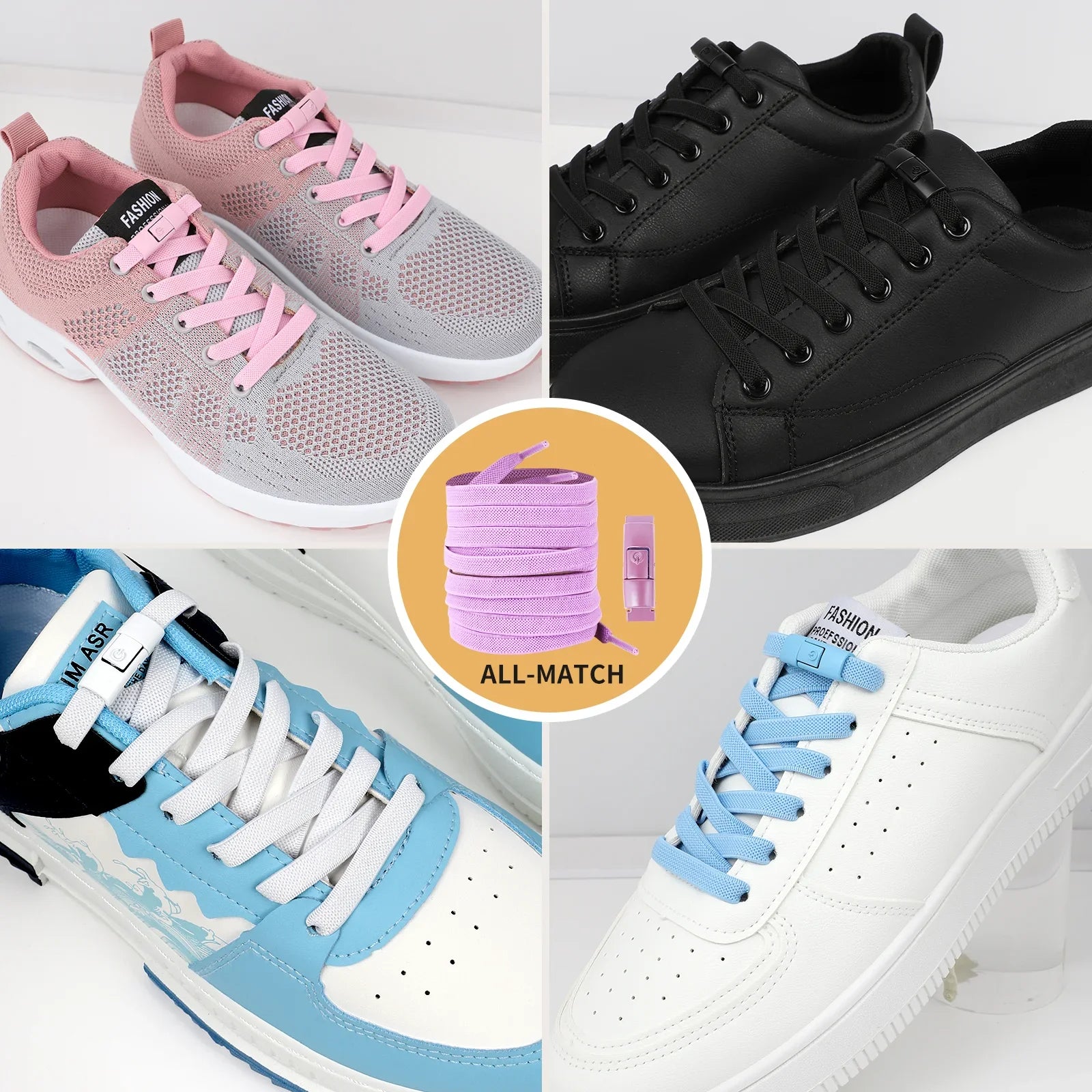 Colorful No-Tie Elastic Press Lock Shoelaces ATHLEXES