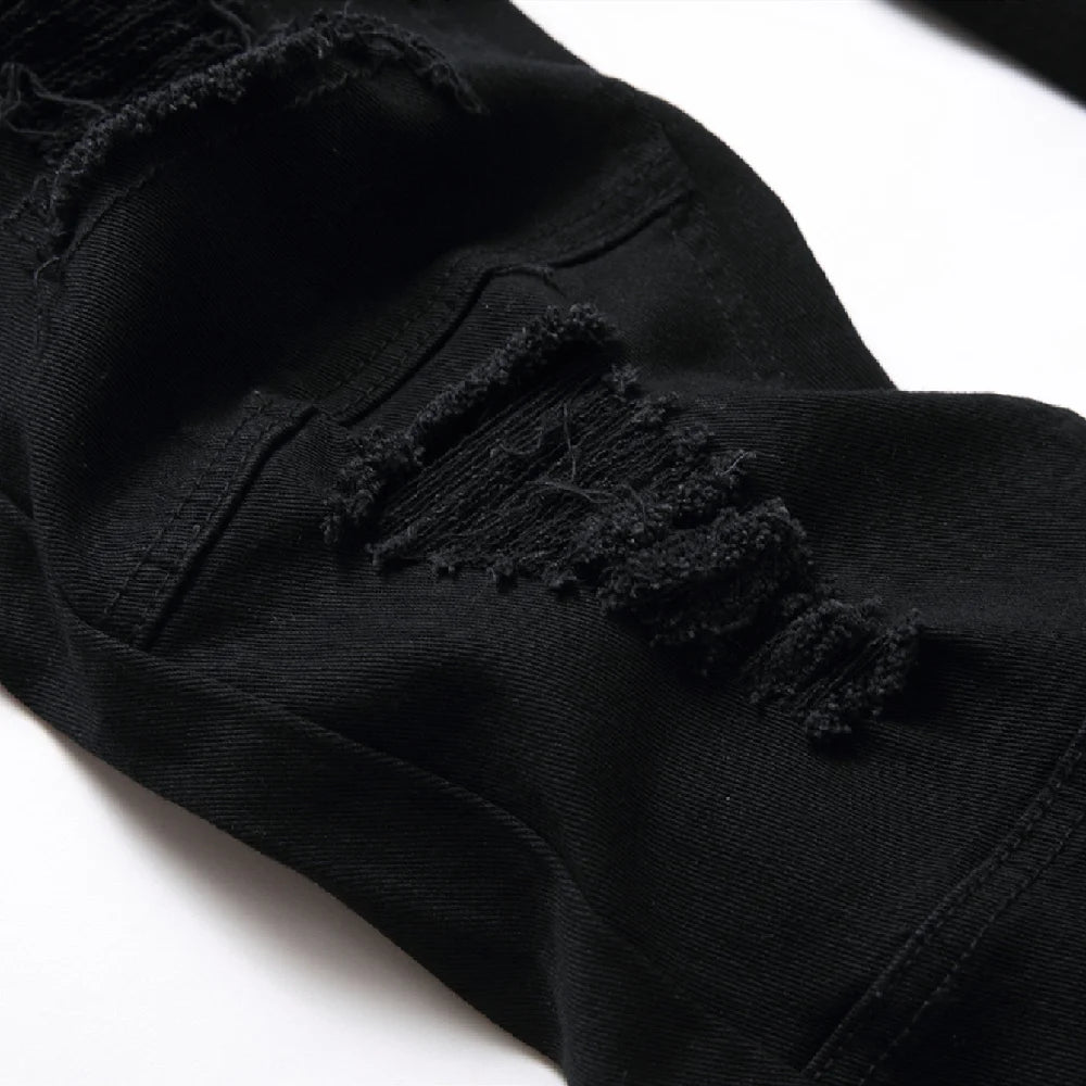 Urban Edge Black Ripped Skinny Biker Jeans ATHLEXES