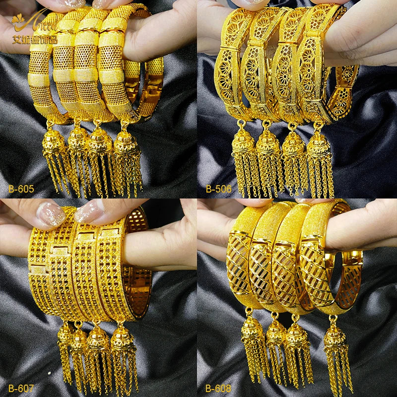 XUHUANG Dubai Gold Bangles with Tassel Pendant ATHLEXES