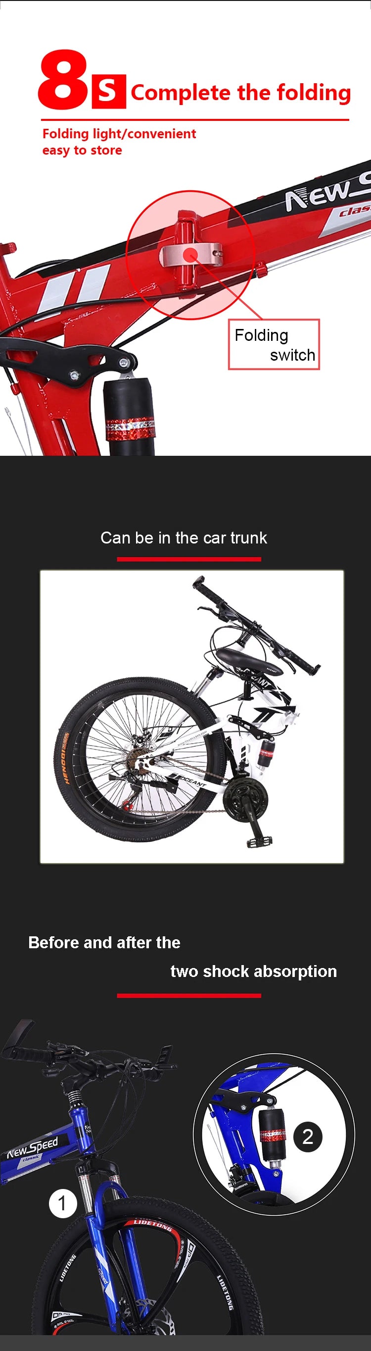 YTYIN Folding Hybrid Mountain Bike ATHLEXES