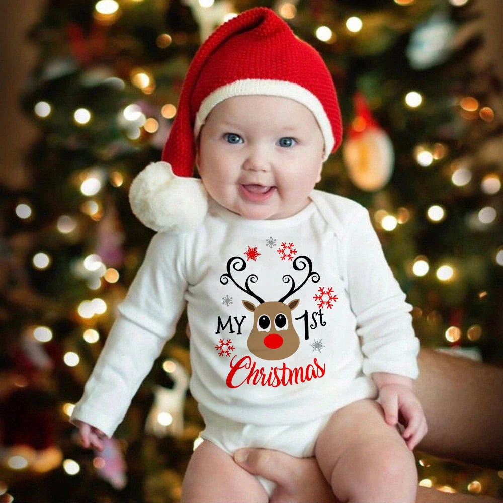 My First Christmas Baby Long Sleeve Romper Set ATHLEXES