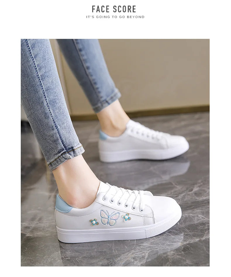 Embroidered Bow Platform Walking Flats for Women ATHLEXES