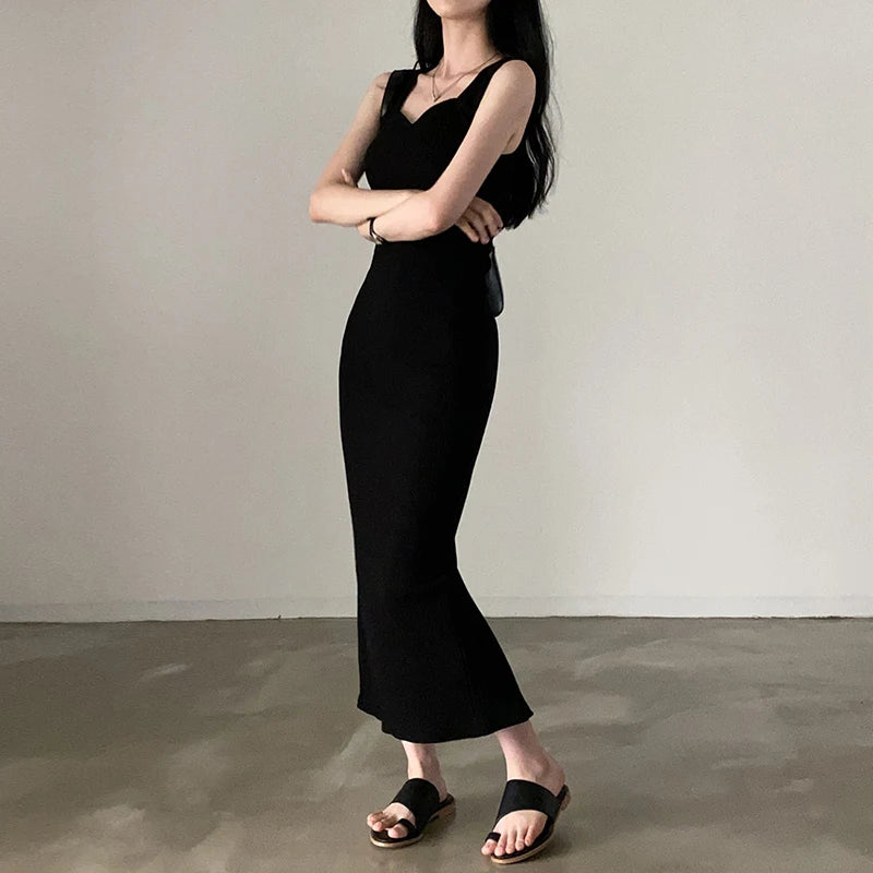 Korean Knit Square Collar Summer Dress ATHLEXES