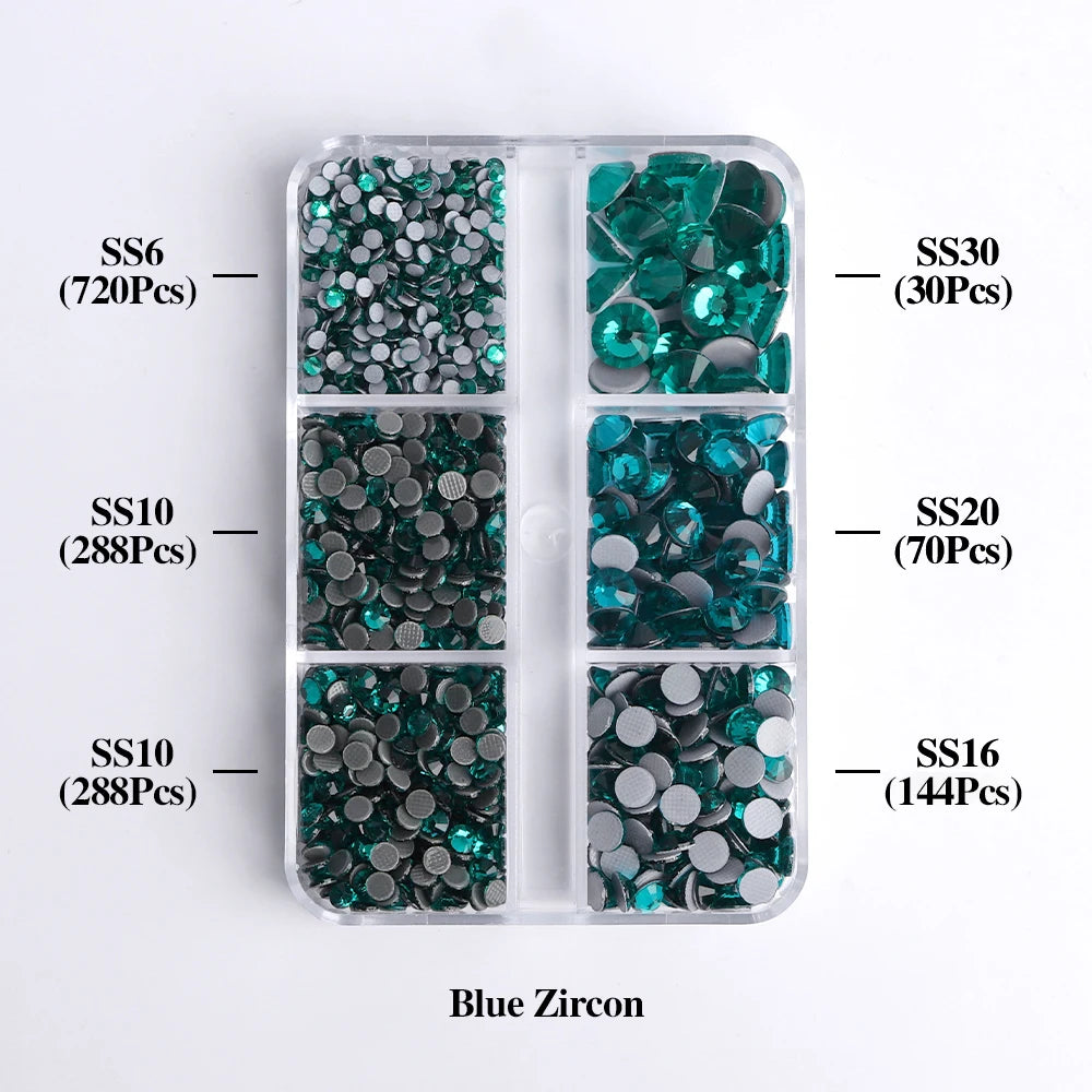 GlamCrystal 1540Pcs Hotfix Glass Rhinestones Set SS6-SS30 ATHLEXES
