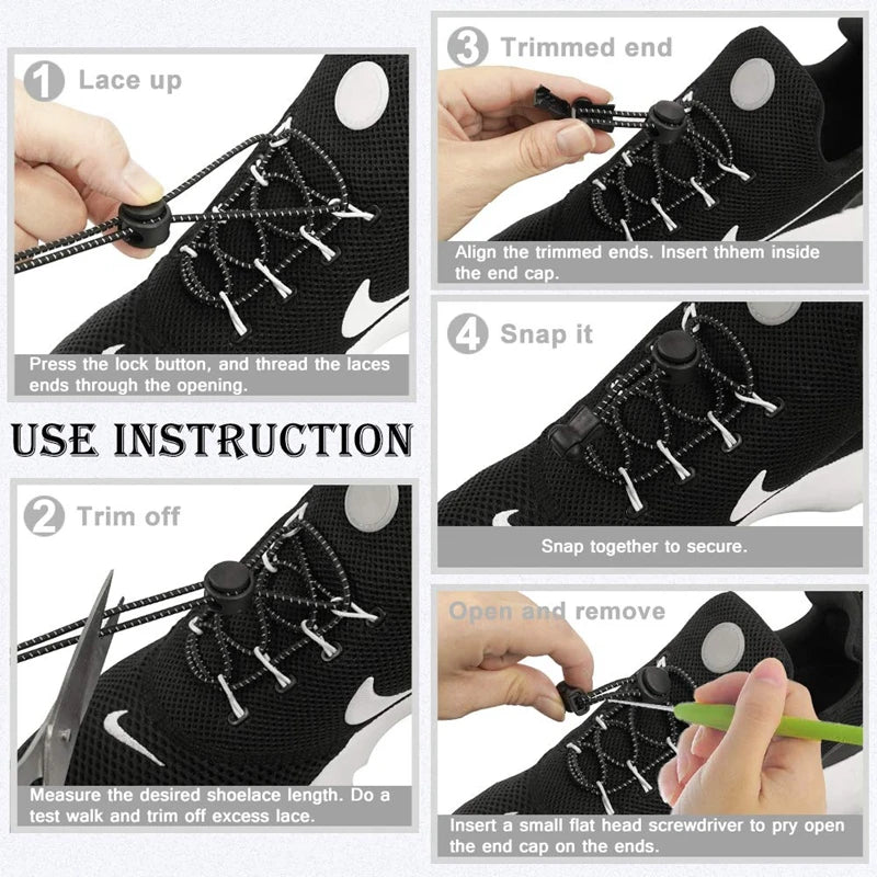 LazyLace No Tie Elastic Shoelaces - 1 Pair Stretch Fit ATHLEXES