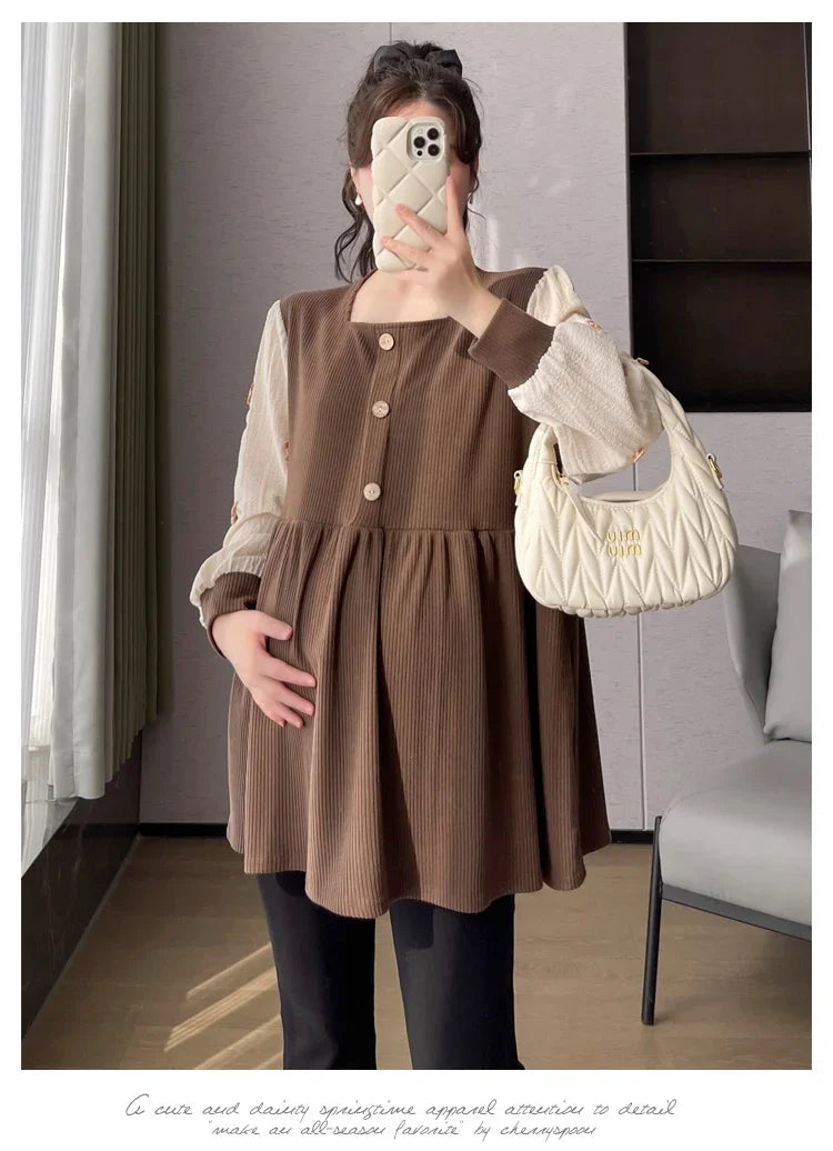 Chic Spring Maternity Patchwork Blouse ATHLEXES