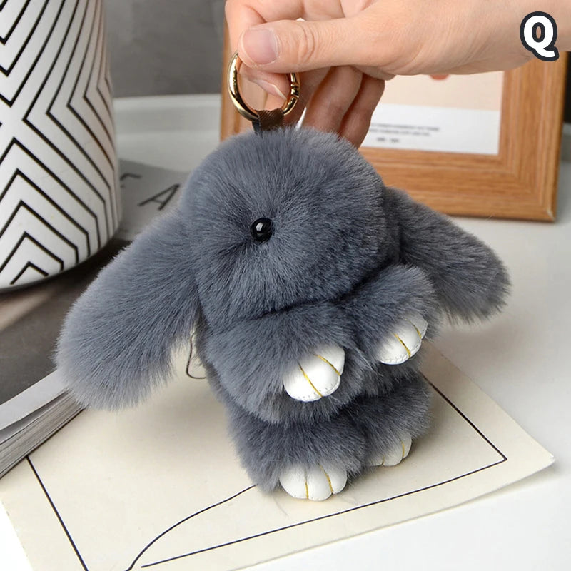 Chic 15cm Rabbit Fur Keychain for Bags & Gifts ATHLEXES