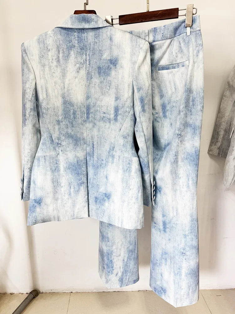 Chic Tie Dye Blazer and Pants Set ATHLEXES