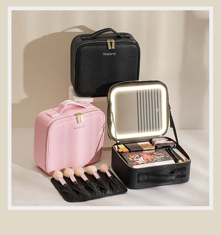 LuxeGlow LED Makeup Train Case ATHLEXES