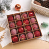 Champagne Gold & Red Glitter Xmas Ball Set 16pcs ATHLEXES