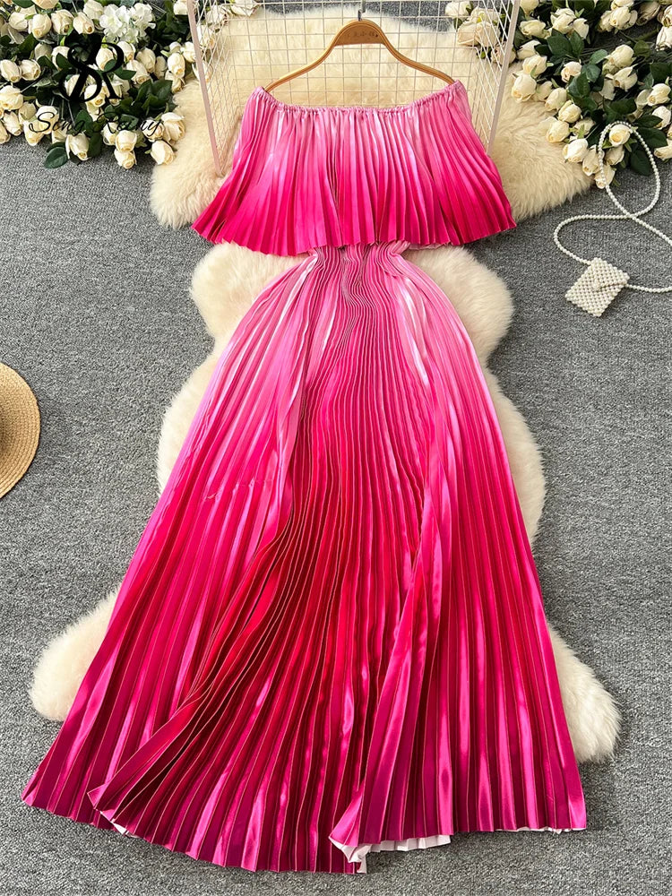 Gradient Luxe Off Shoulder Maxi Dress ATHLEXES