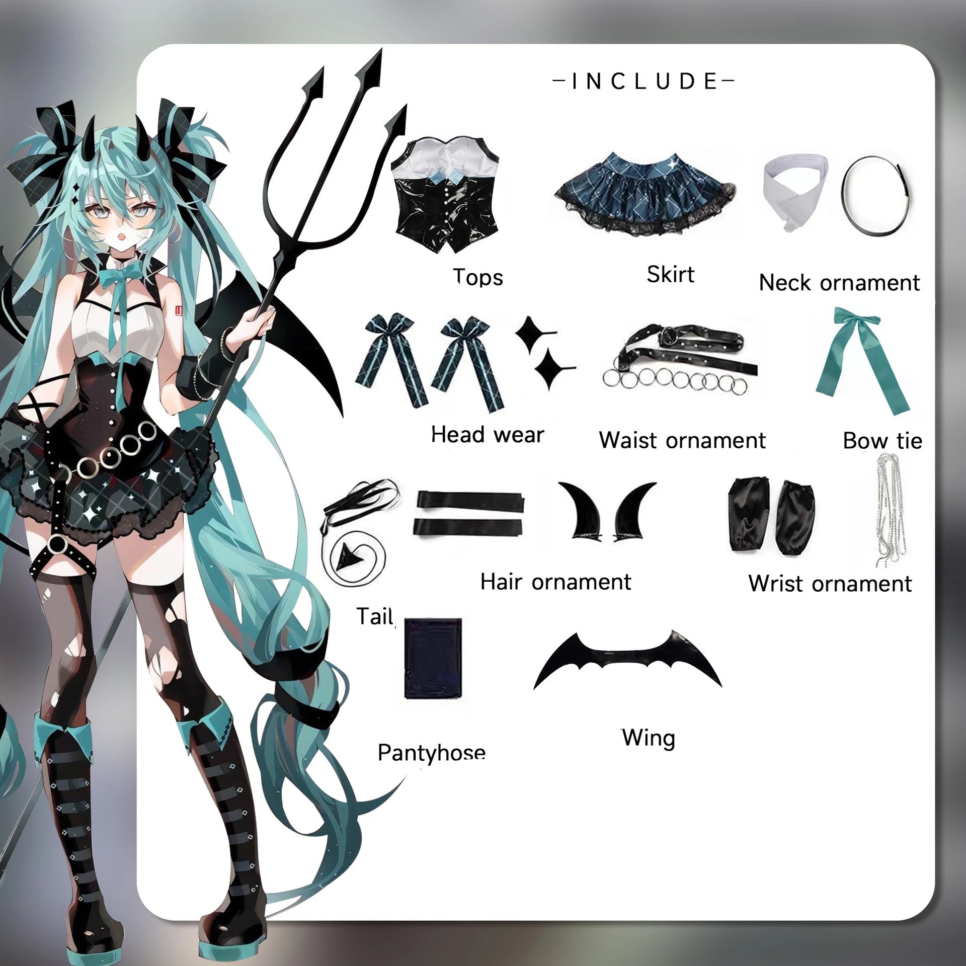 Demon Miku Devil Cosplay Costume & Accessories Set ATHLEXES