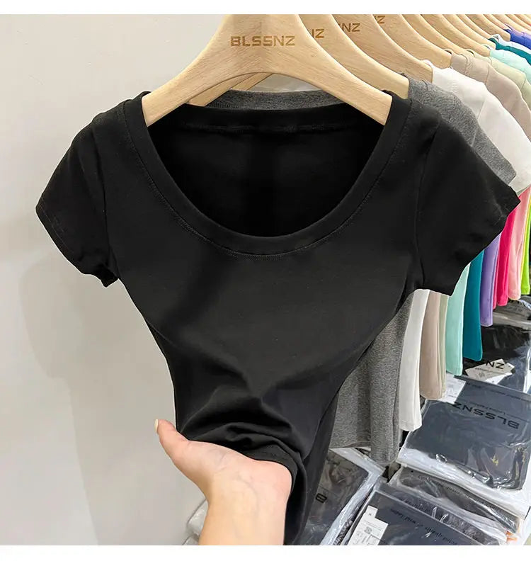 Cotton U-Neck Slimming Summer Tee for Women ATHLEXES