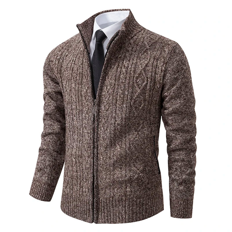 Velvet Warmth High Collar Cardigan for Men - Winter Knitwear ATHLEXES