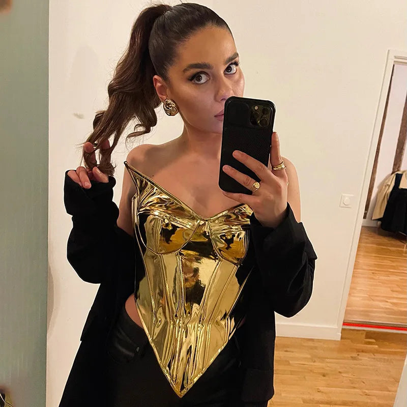 Goddess Glam Metallic Corset Top ATHLEXES