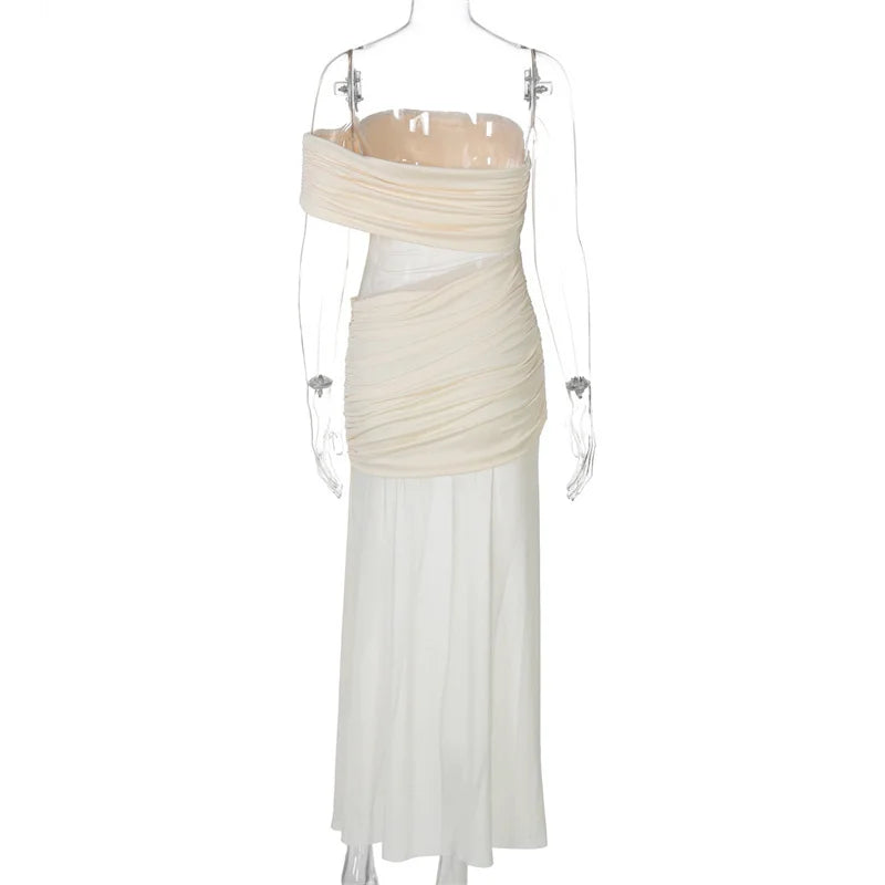 Chic Off-Shoulder Mesh Maxi Dress for Women ATHLEXES