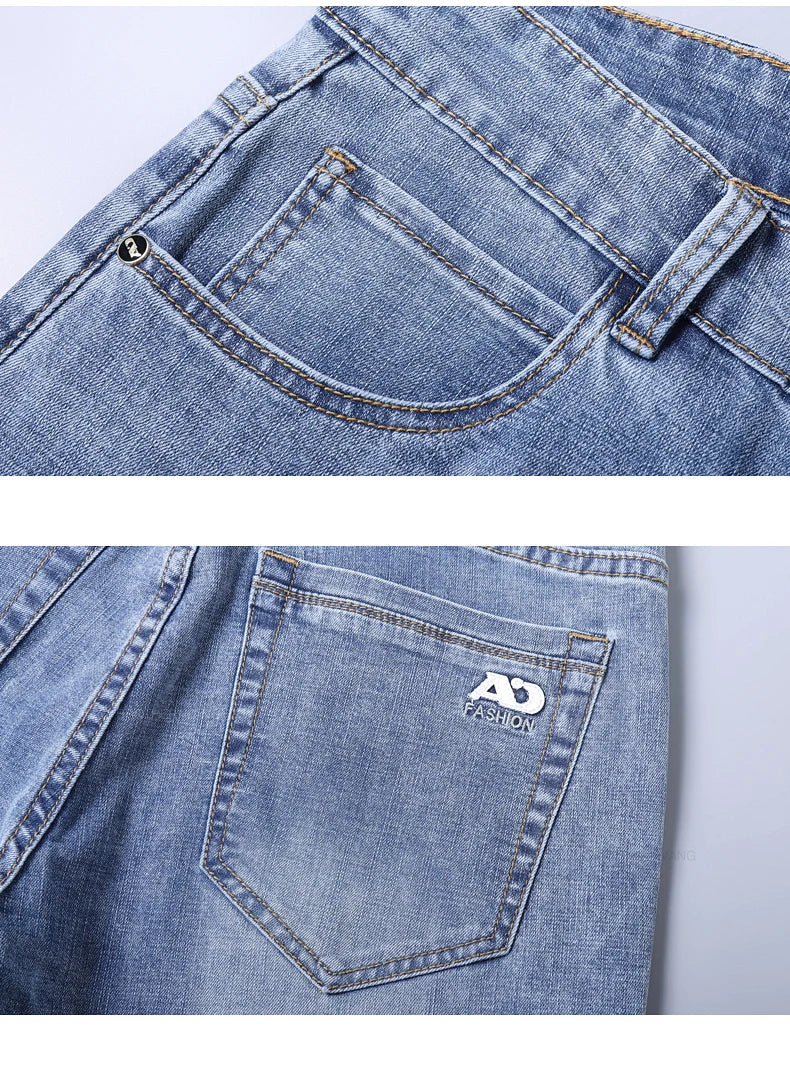Light Blue Slim Fit Stretch Jeans for Men ATHLEXES
