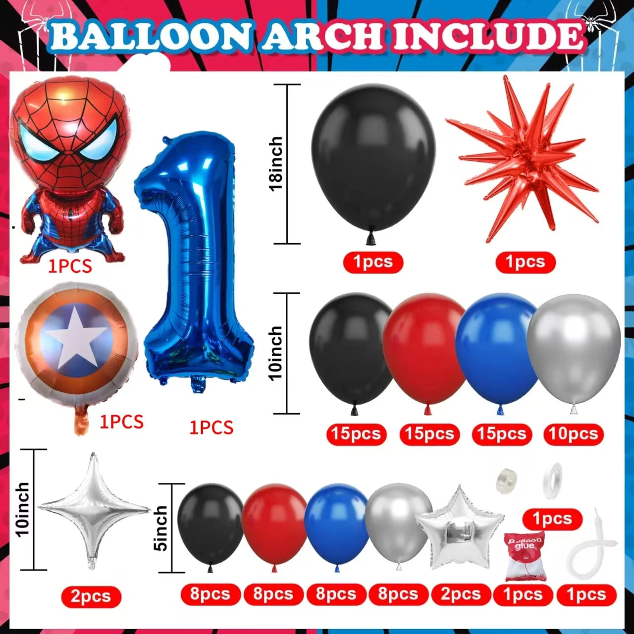 Spiderman Superhero Balloon Garland Kit ATHLEXES