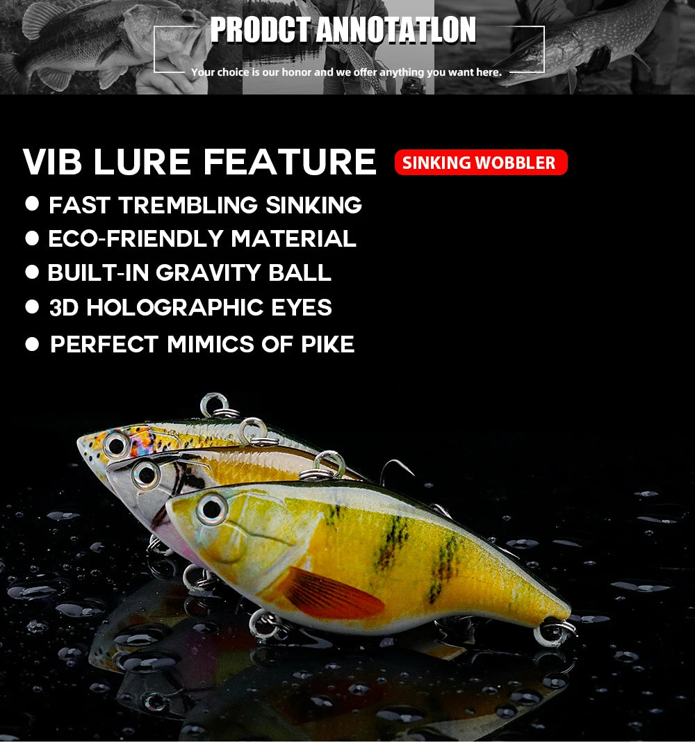 Agoie VIB Slow Sinking Bass Fishing Lure 7cm 18g ATHLEXES