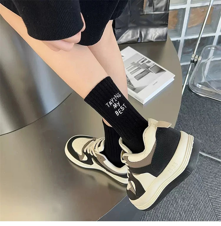 Japanese Style Embroidered Women Crew Socks ATHLEXES