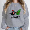 Cozy Christmas Black Cat Sweatshirt for Women O-Neck Pullover ATHLEXES