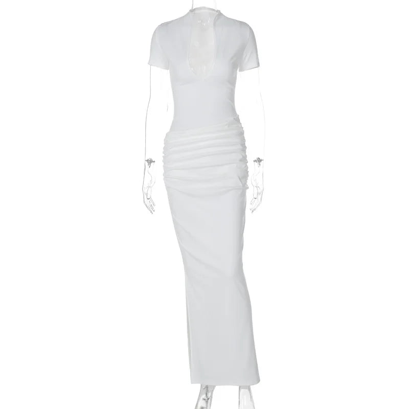 Elegant V-Neck Side Slit Maxi Dress for Women ATHLEXES