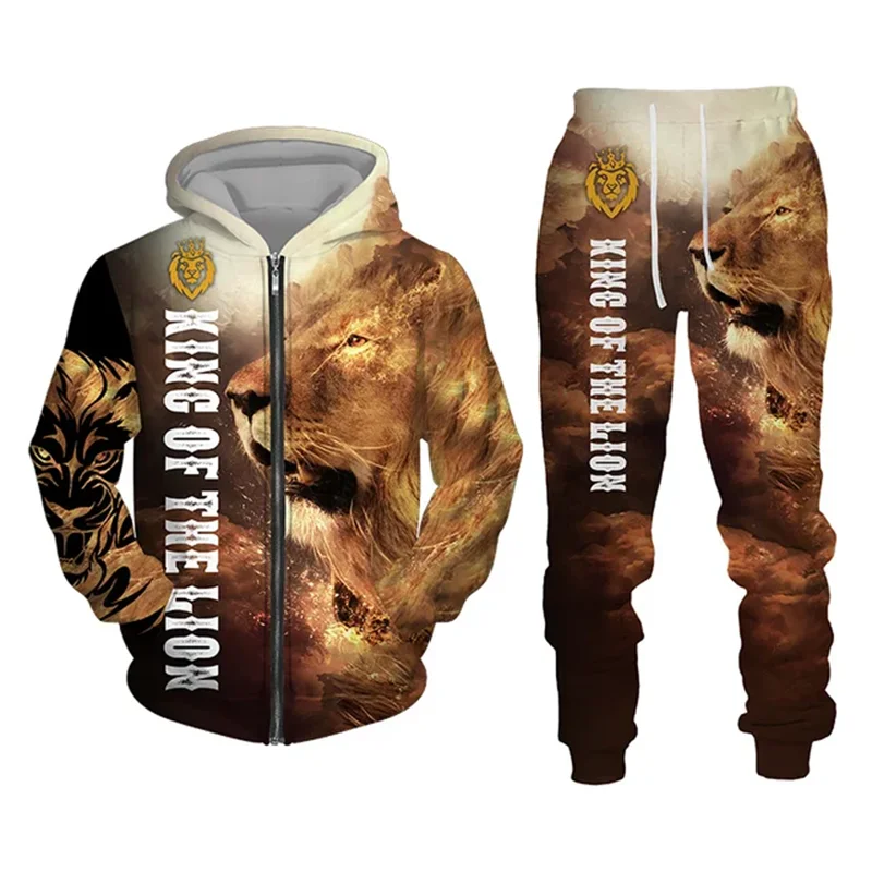 3D Lion Graphic Hoodie Tracksuit ATHLEXES