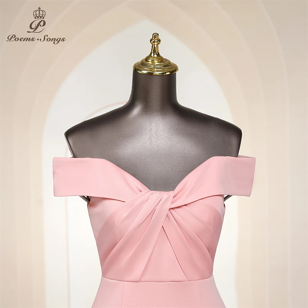 Pink Mermaid Elegance Off Shoulder Evening Dress ATHLEXES
