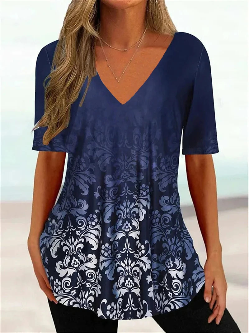 WaveCurve 3D Print V-Neck Tee ATHLEXES