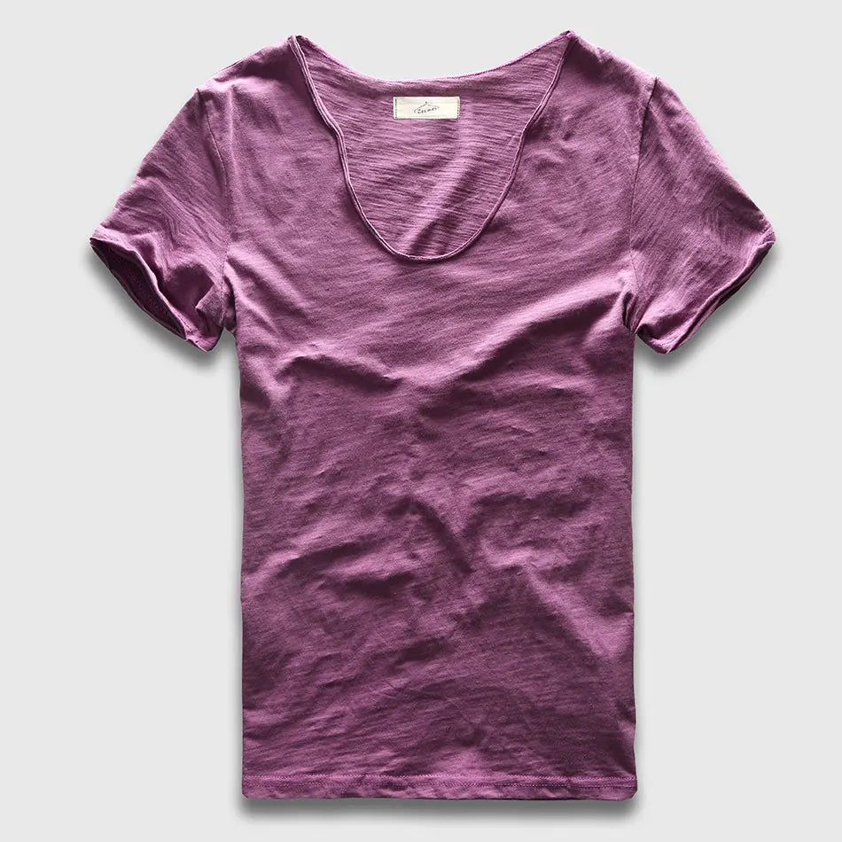 VogueFit Solid Cotton V-Neck Slim Fit T-Shirt for Men ATHLEXES
