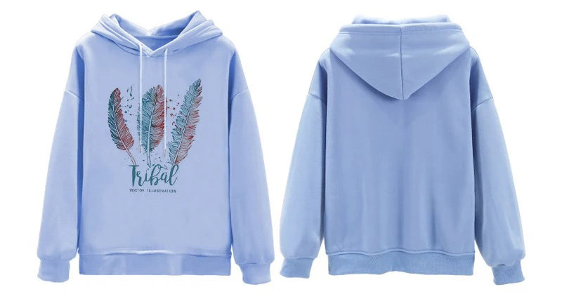 FeatherPrint Velvet Hooded Sweatshirt for Women ATHLEXES
