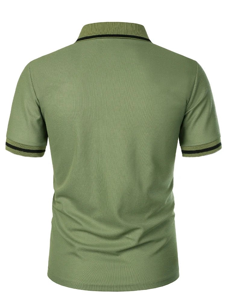 Luxe Lapel Solid Color Men's Short Sleeve Polo ATHLEXES