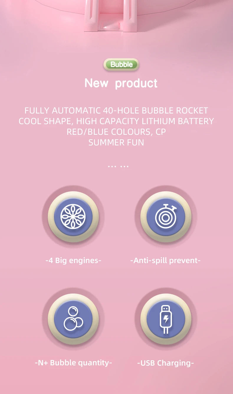 RainbowBlast Automatic Bubble Rocket Gun ATHLEXES