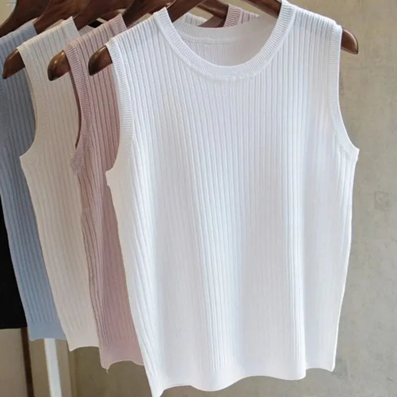 Summer Knit O-Neck Sleeveless Casual Top ATHLEXES