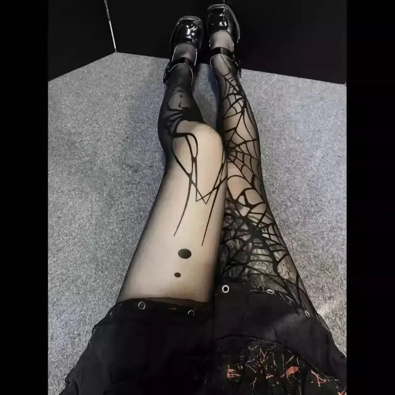 Gothic Spider Web Silk Tights for Alternative Fashion Women ATHLEXES